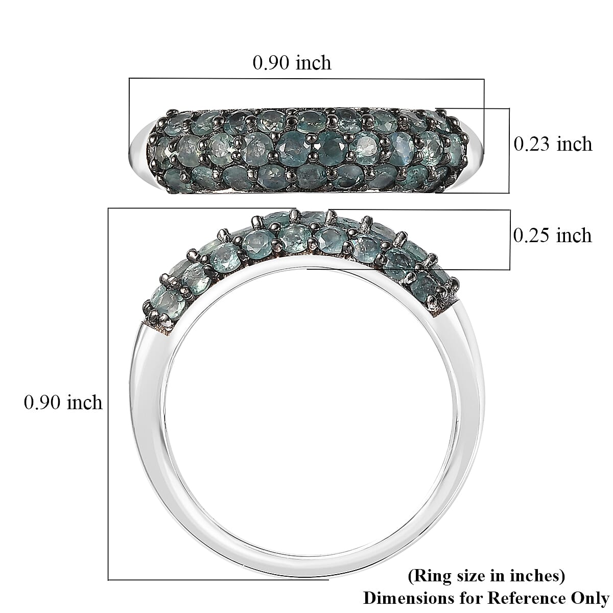 Ceylon Blue Sapphire 1.15 ctw Band Ring in Rhodium Over Sterling Silver (Size 8.0) image number 5