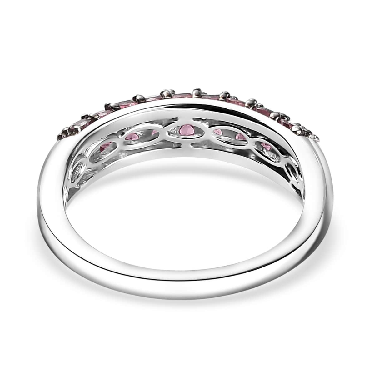 Ouro Fino Rubellite 1.10 ctw Band Ring in Rhodium Over Sterling Silver (Size 6.0) image number 4