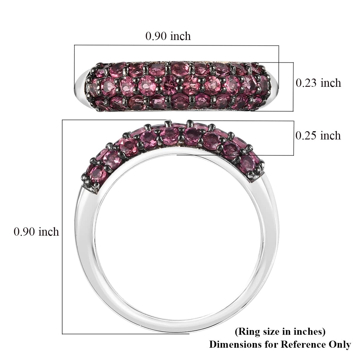 Ouro Fino Rubellite 1.10 ctw Band Ring in Rhodium Over Sterling Silver (Size 6.0) image number 5