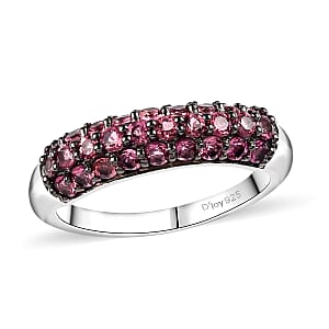 D'Joy Ouro Fino Rubellite 1.10 ctw Band Ring in Rhodium Over Sterling Silver (Size 8.0)
