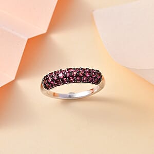 D'Joy Ouro Fino Rubellite 1.10 ctw Band Ring in Rhodium Over Sterling Silver (Size 8.0)