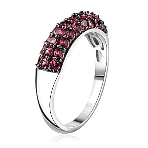 D'Joy Ouro Fino Rubellite 1.10 ctw Band Ring in Rhodium Over Sterling Silver (Size 8.0)