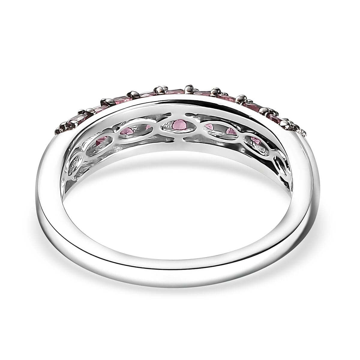 D'Joy Ouro Fino Rubellite 1.10 ctw Band Ring in Rhodium Over Sterling Silver (Size 8.0) image number 4