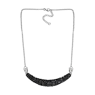D'Joy Thai Black Spinel and Chrome Diopside 20.35 ctw Panther Necklace 18 Inches in Rhodium Over Sterling Silver 