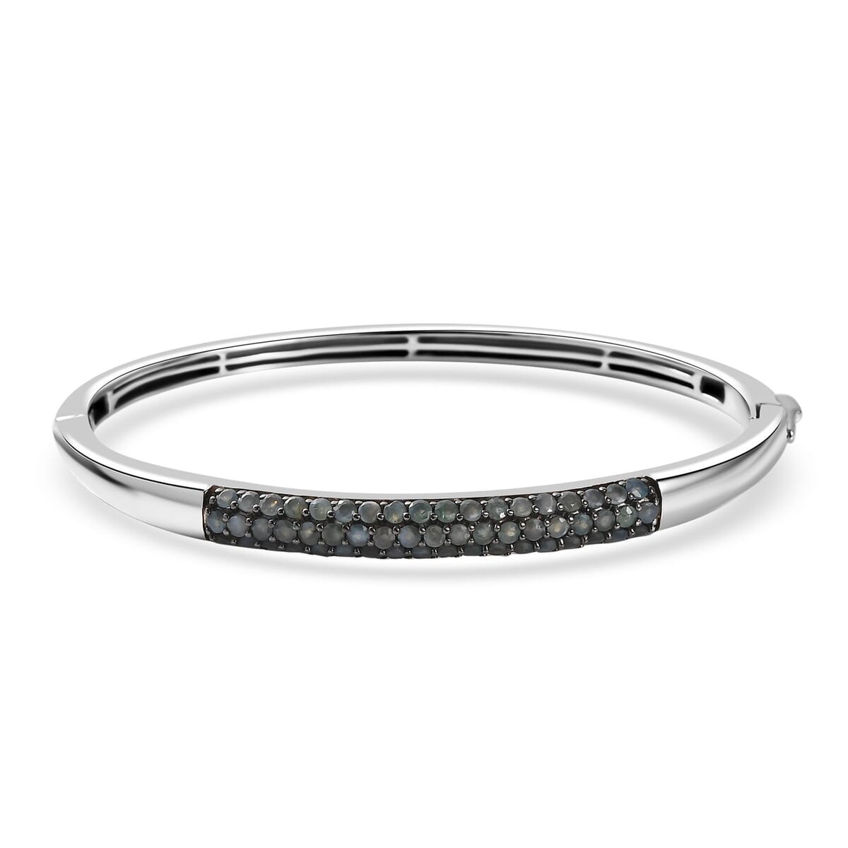 Premium Narsipatnam Alexandrite 2.25 ctw Bangle Bracelet in Rhodium Over Sterling Silver (6.50 In)  image number 0