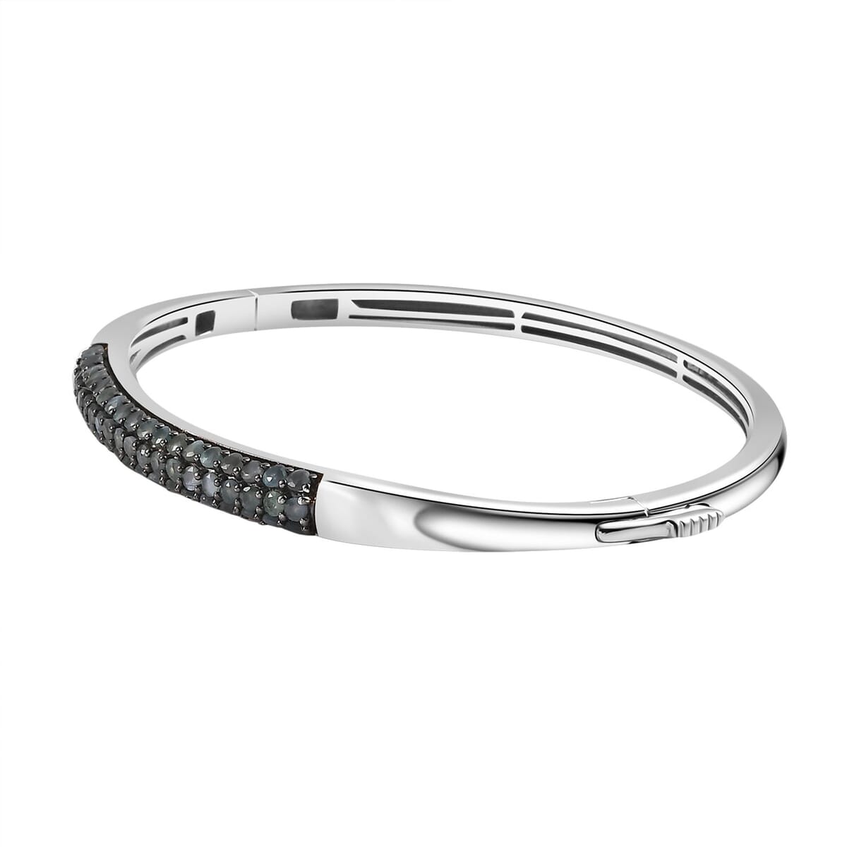 Premium Narsipatnam Alexandrite 2.25 ctw Bangle Bracelet in Rhodium Over Sterling Silver (6.50 In)  image number 3