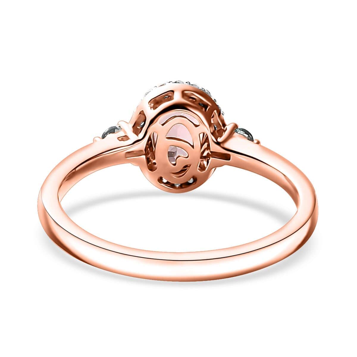 Premium Blush Tourmaline and Lagoon Tourmaline, G-H I2 Diamond 1.00 ctw Heart Ring in 10K Rose Gold (Size 10.0) image number 4