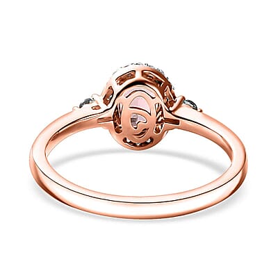 Premium Blush Tourmaline and Lagoon Tourmaline, G-H I2 Diamond 1.00 ctw Ring in 10K Rose Gold (Size 10.0)