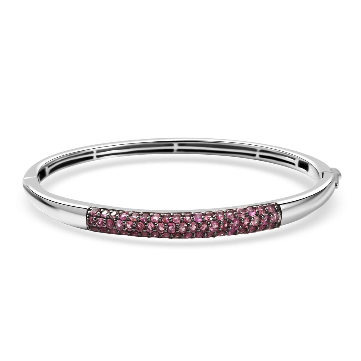Ouro Fino Rubellite 1.90 ctw Bangle Bracelet in Rhodium Over Sterling Silver (6.50 In) image number 0