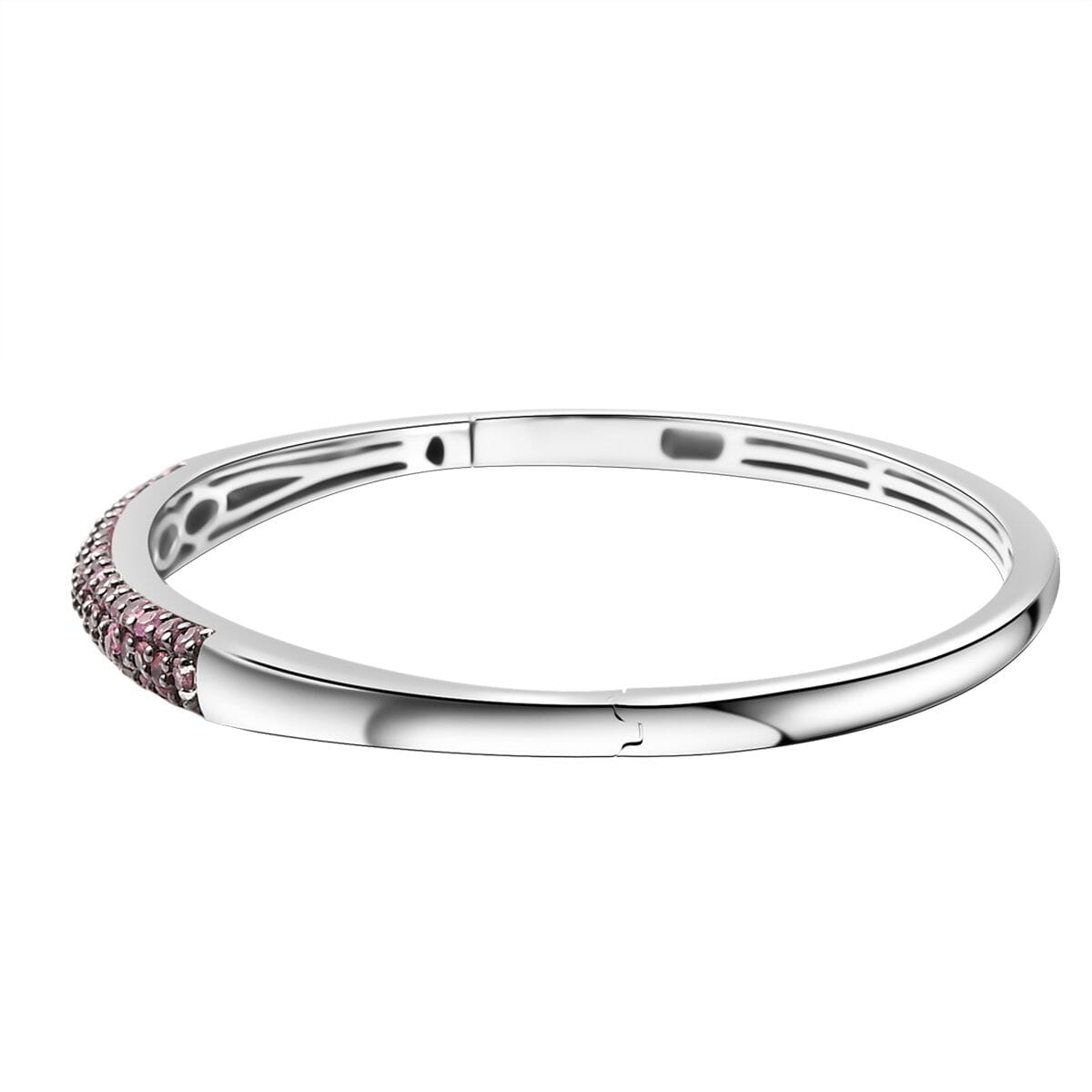 Ouro Fino Rubellite 1.90 ctw Bangle Bracelet in Rhodium Over Sterling Silver (6.50 In) image number 3