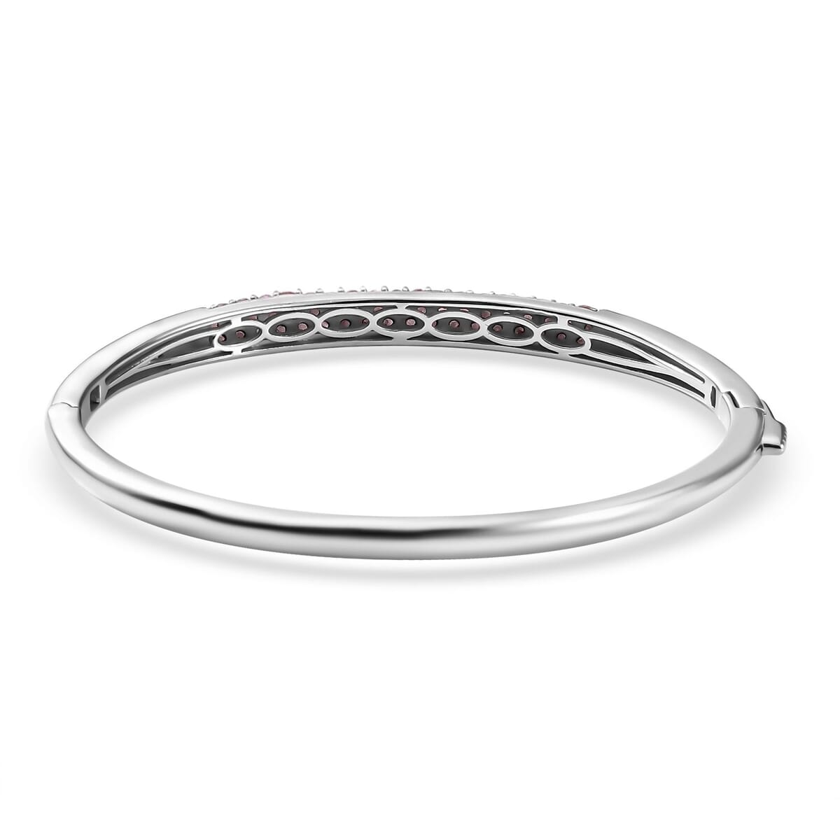Ouro Fino Rubellite 1.90 ctw Bangle Bracelet in Rhodium Over Sterling Silver (6.50 In) image number 4