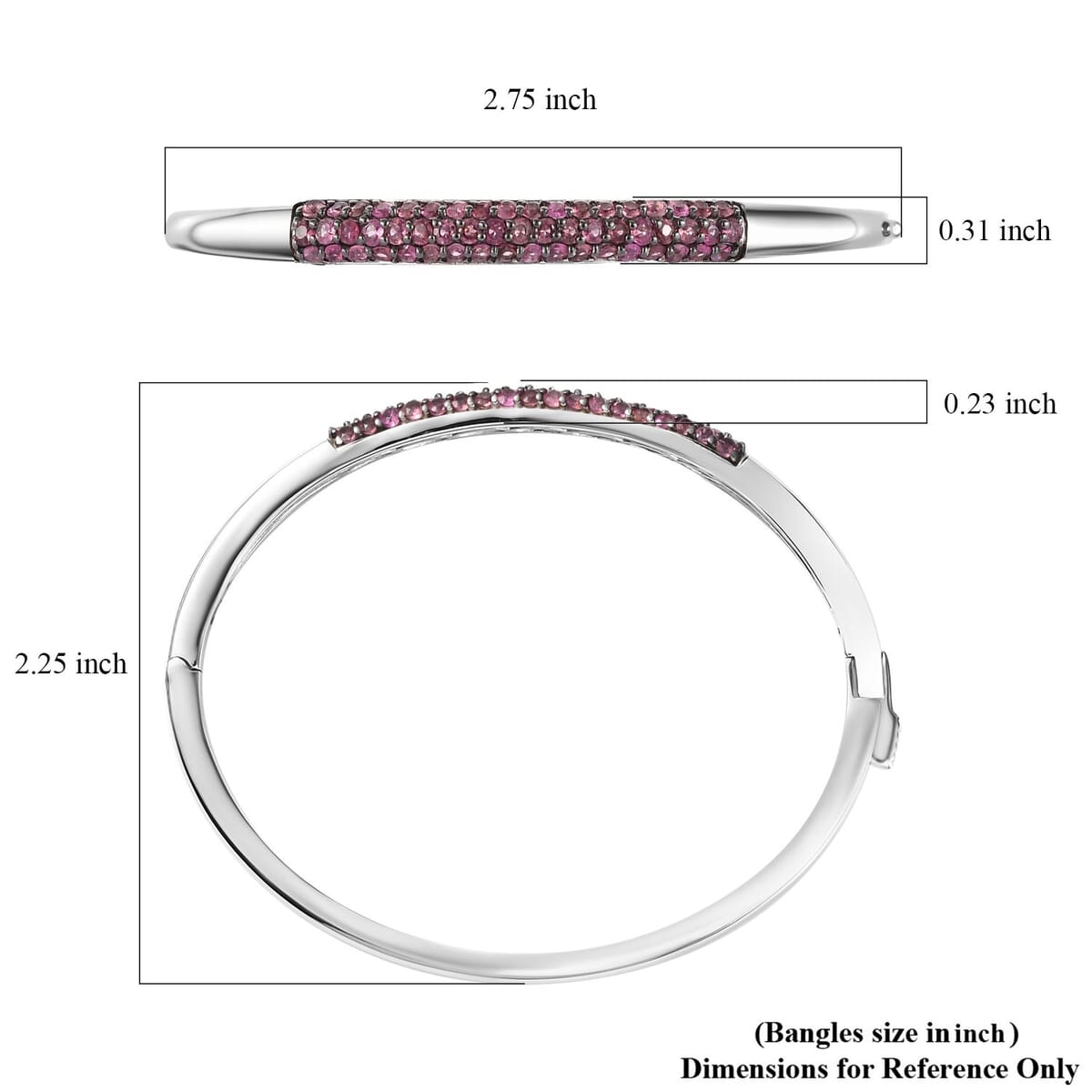 Ouro Fino Rubellite 1.90 ctw Bangle Bracelet in Rhodium Over Sterling Silver (6.50 In) image number 5