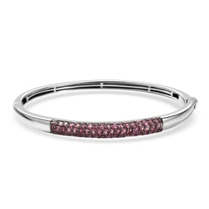 Ouro Fino Rubellite 1.90 ctw Bangle Bracelet in Rhodium Over Sterling Silver (8.00 In)