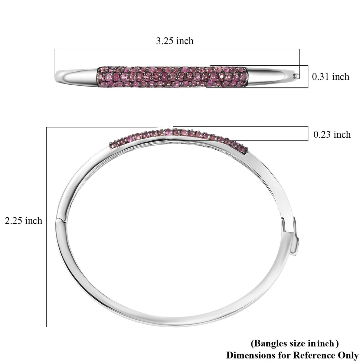 Ouro Fino Rubellite 1.90 ctw Bangle Bracelet in Rhodium Over Sterling Silver (8.00 In) image number 5