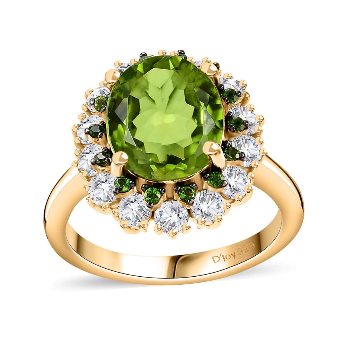 Peridot, Multi Gemstone Floral Ring in 18K Vermeil YG Over Sterling Silver (Size 10.0) 5.15 ctw image number 0