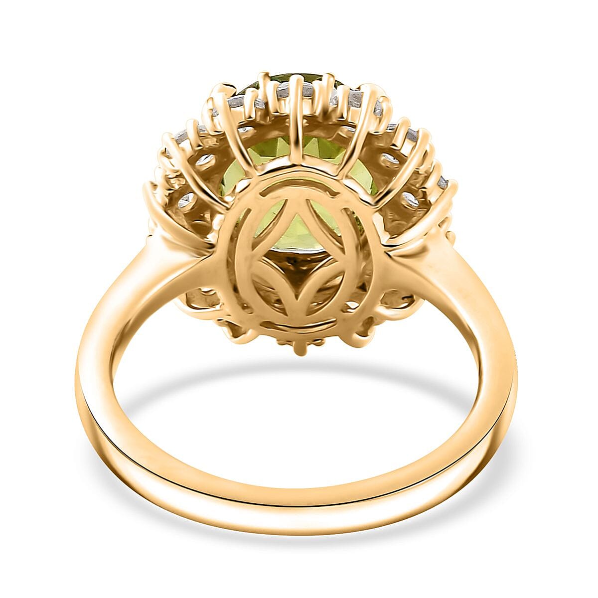Hebei Peridot and Multi Gemstone 5.15 ctw Chrysanthemum Flower Ring in 18K Vermeil Yellow Gold Over Sterling Silver (Size 10.0)