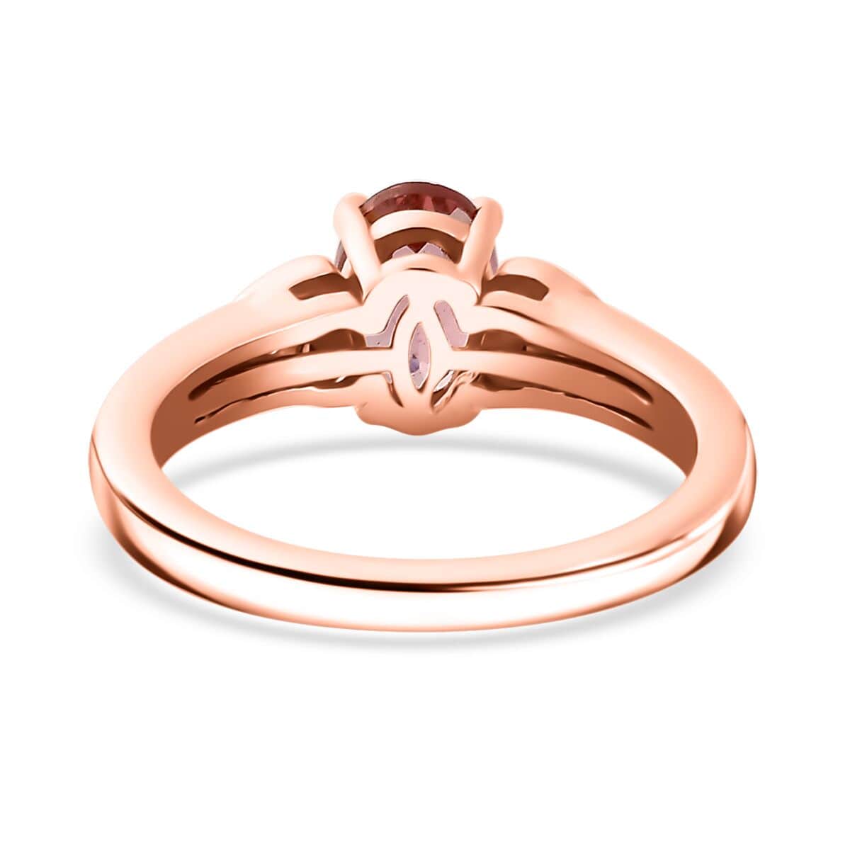 Premium Blush Tourmaline, Brown Zircon Heart Ring in 18K Vermeil RG Over Sterling Silver (Size 10.0) 0.90 ctw image number 4