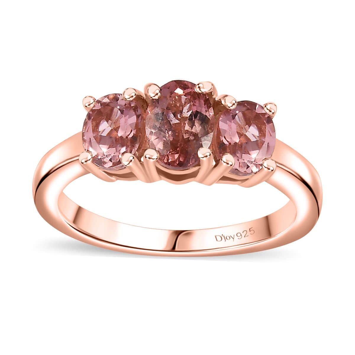 Premium Blush Tourmaline 1.35 ctw Infinity Pair Ring in 18K Vermeil Rose Gold Over Sterling Silver (Size 7.0) image number 0