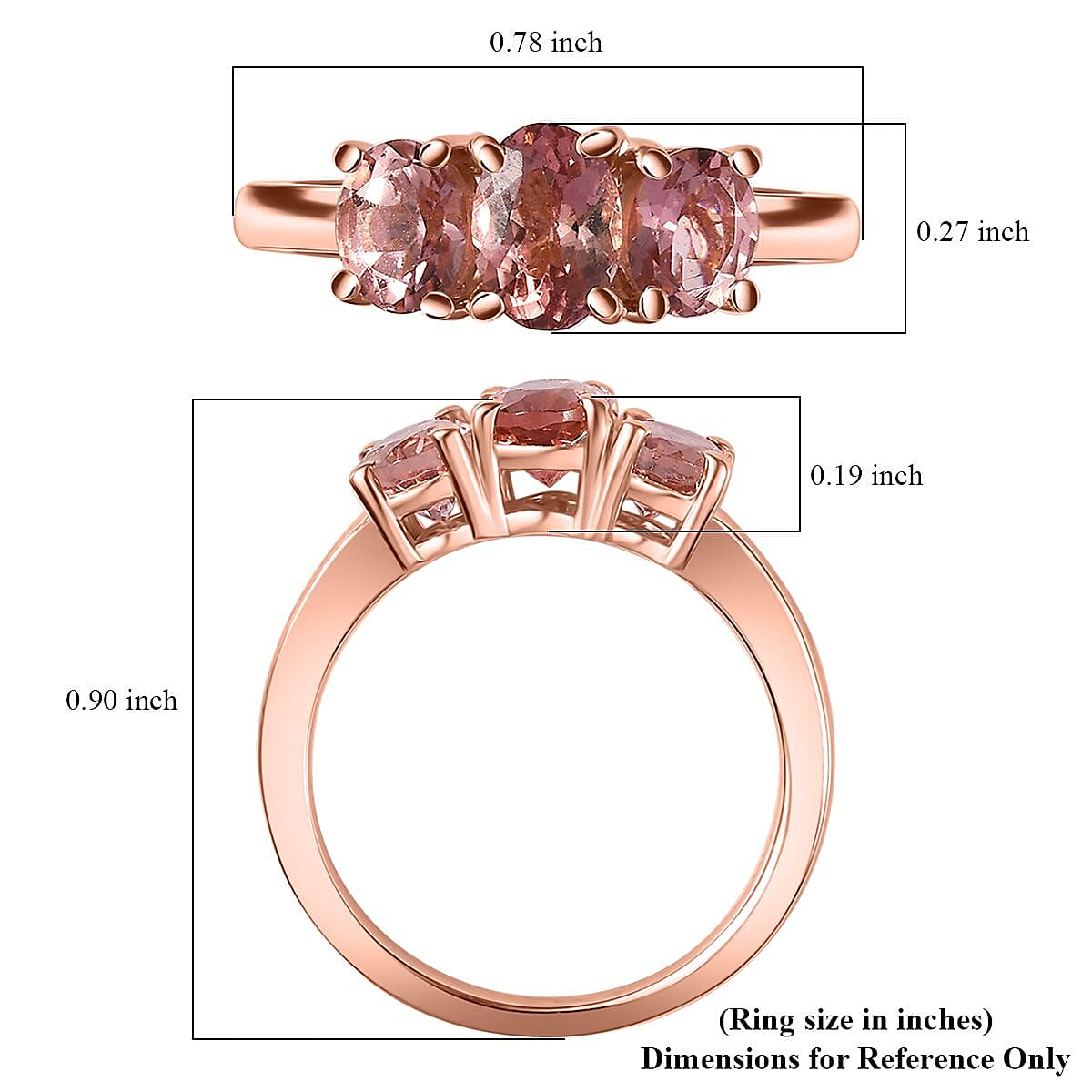 Premium Blush Tourmaline 1.35 ctw Infinity Pair Ring in 18K Vermeil Rose Gold Over Sterling Silver (Size 9.0) image number 5