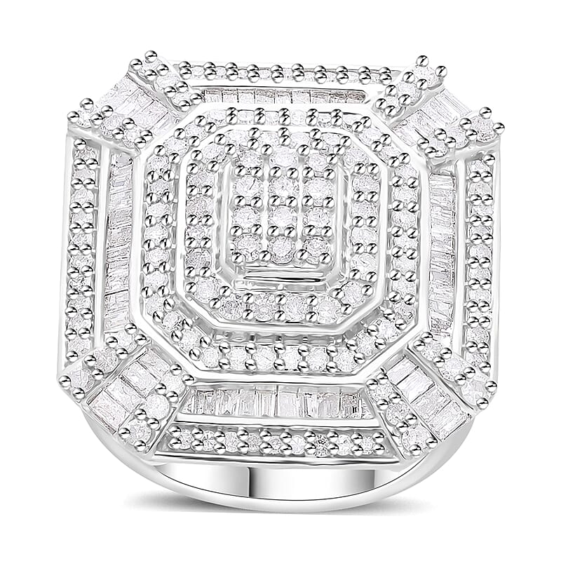 Diamond 1.50 ctw Ring in Platinum Over Sterling Silver (Size 7.0)