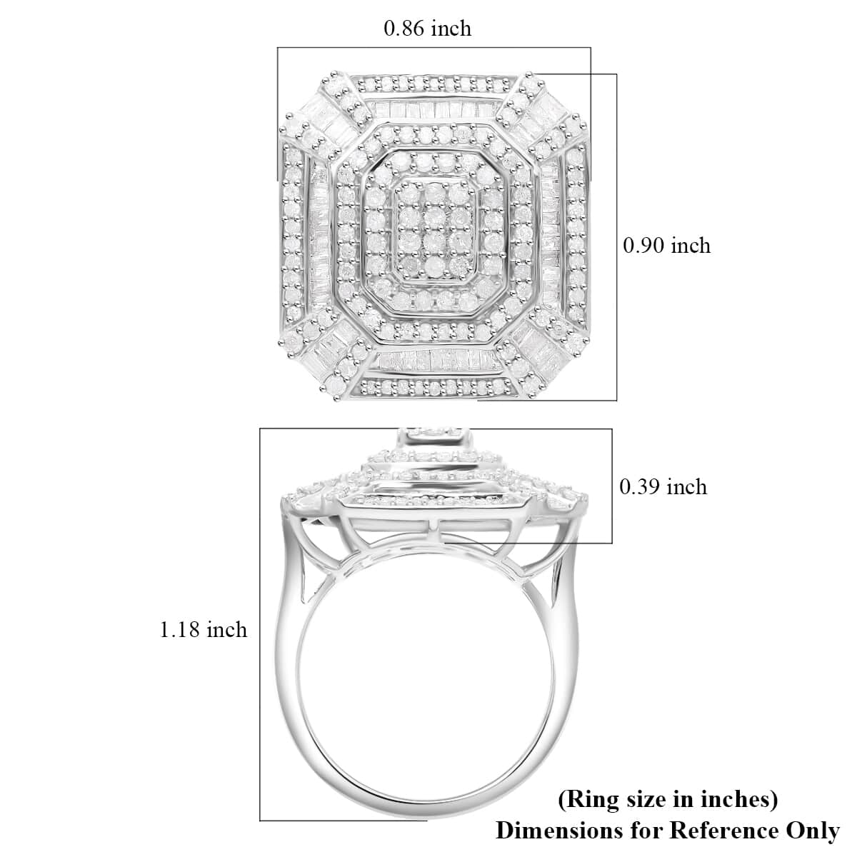 Diamond 1.50 ctw Ring in Platinum Over Sterling Silver (Size 7.0)  image number 4