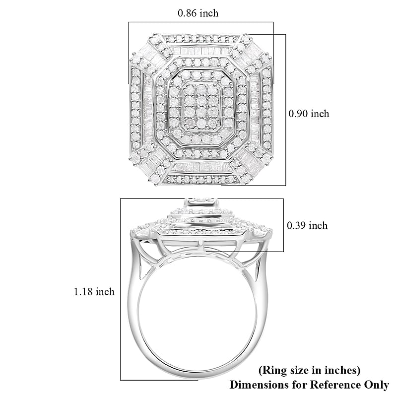 Diamond 1.50 ctw Ring in Platinum Over Sterling Silver (Size 7.0)