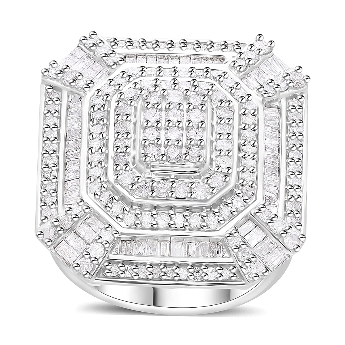 Diamond 1.50 ctw Ring in Platinum Over Sterling Silver (Size 9.0)  image number 0