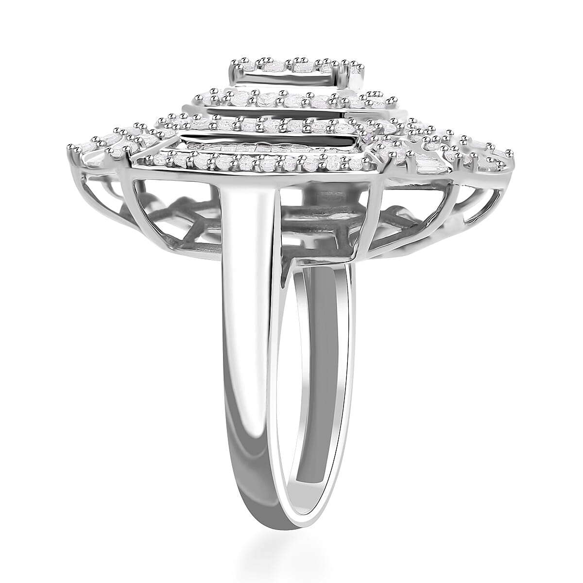 Diamond 1.50 ctw Ring in Platinum Over Sterling Silver (Size 9.0)  image number 2