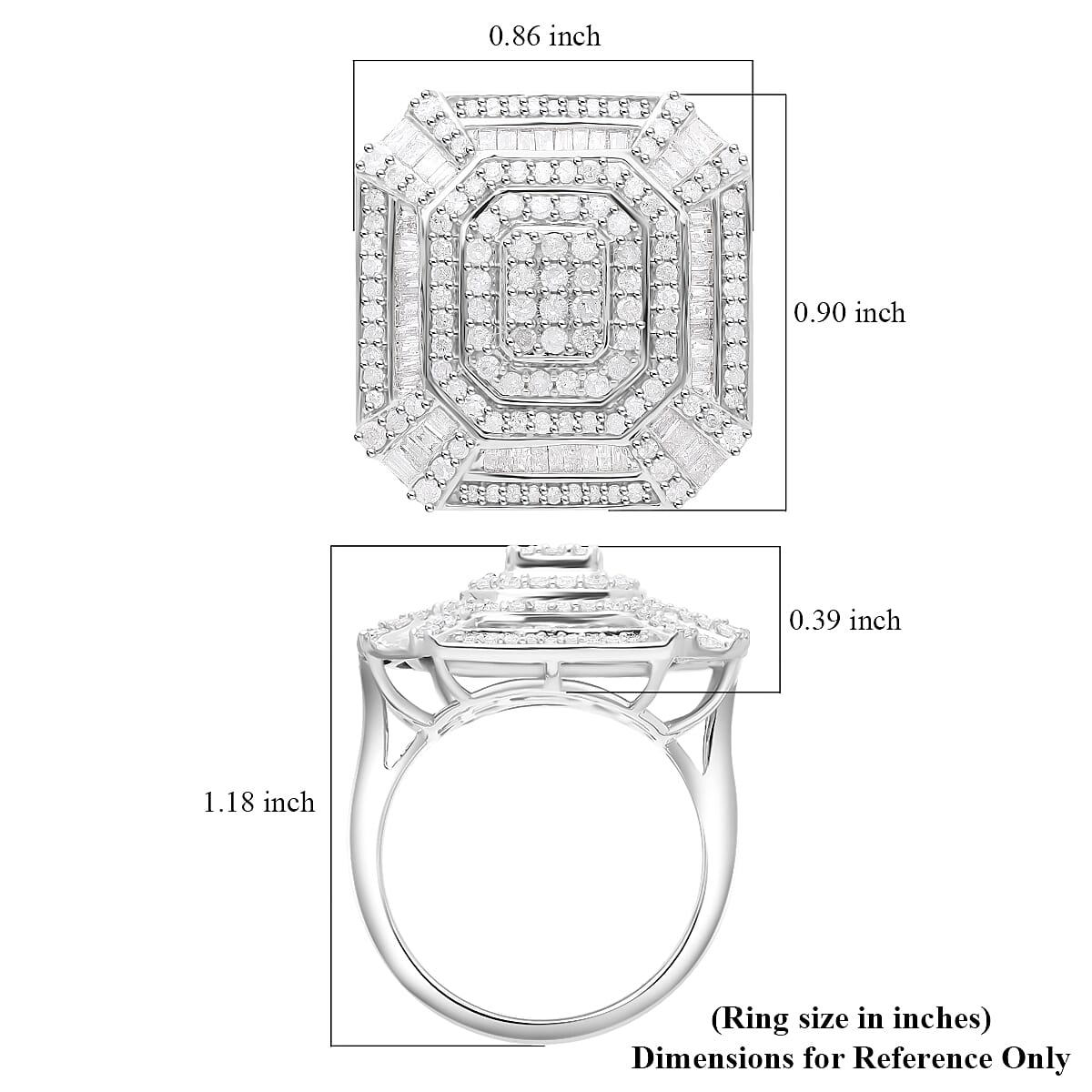 Diamond 1.50 ctw Ring in Platinum Over Sterling Silver (Size 9.0)  image number 4