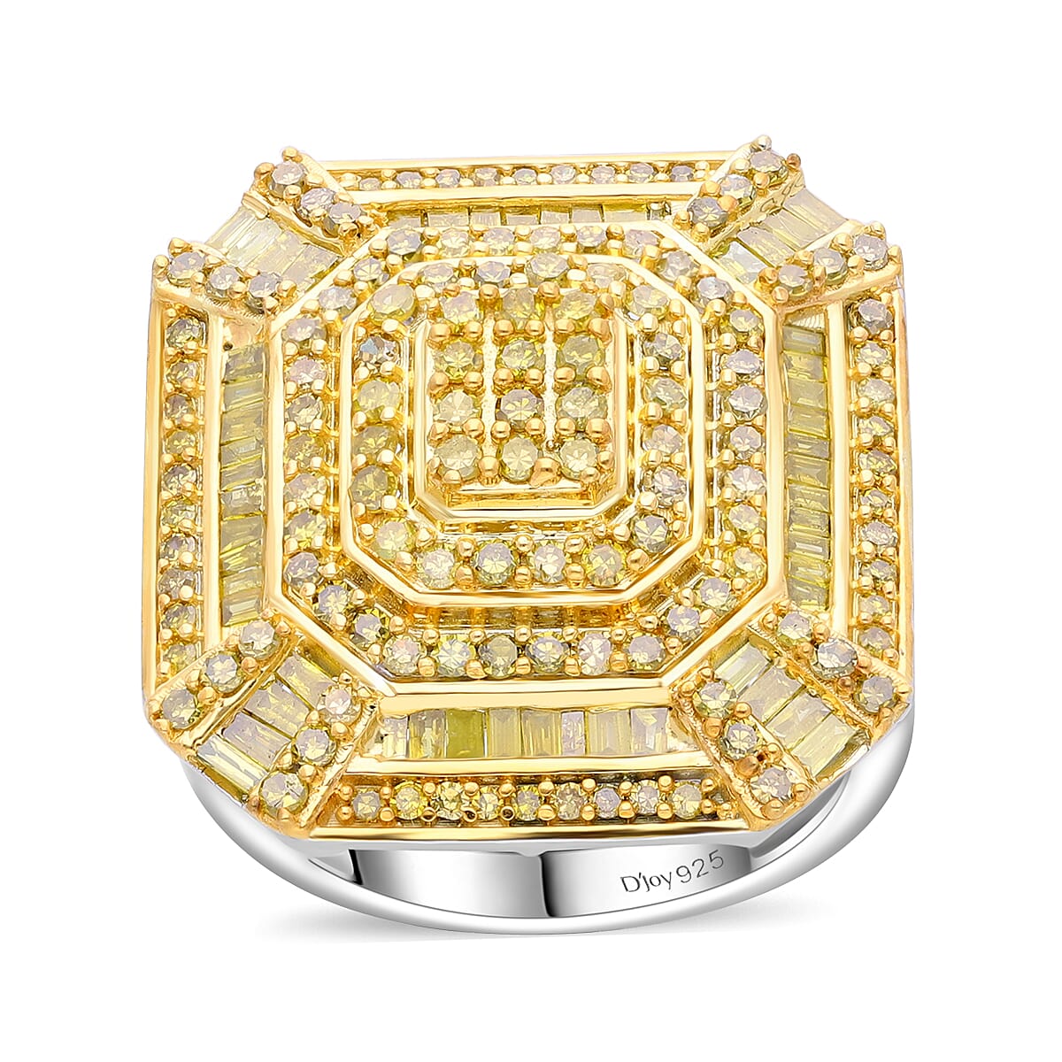 Yellow Diamond 1.50 ctw Ring in Platinum Over Sterling Silver (Size 7.0)  image number 0