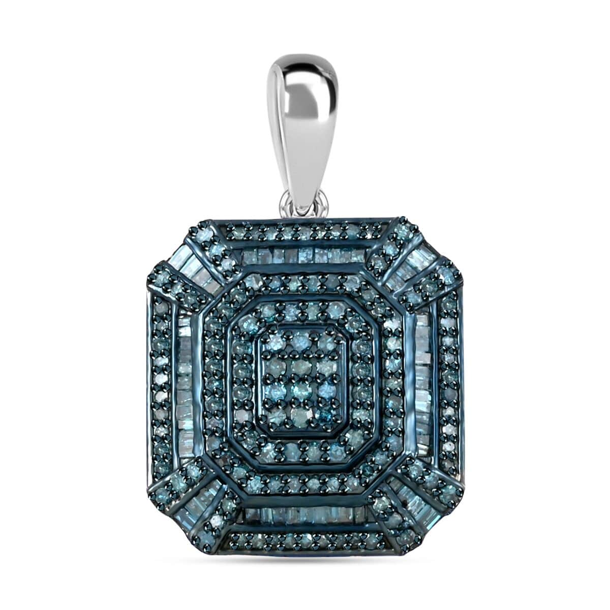 Blue Diamond, Diamond Cocktail Pendant in Rhodium ストア and Platinum Over  Sterling-1ct 海外 即決