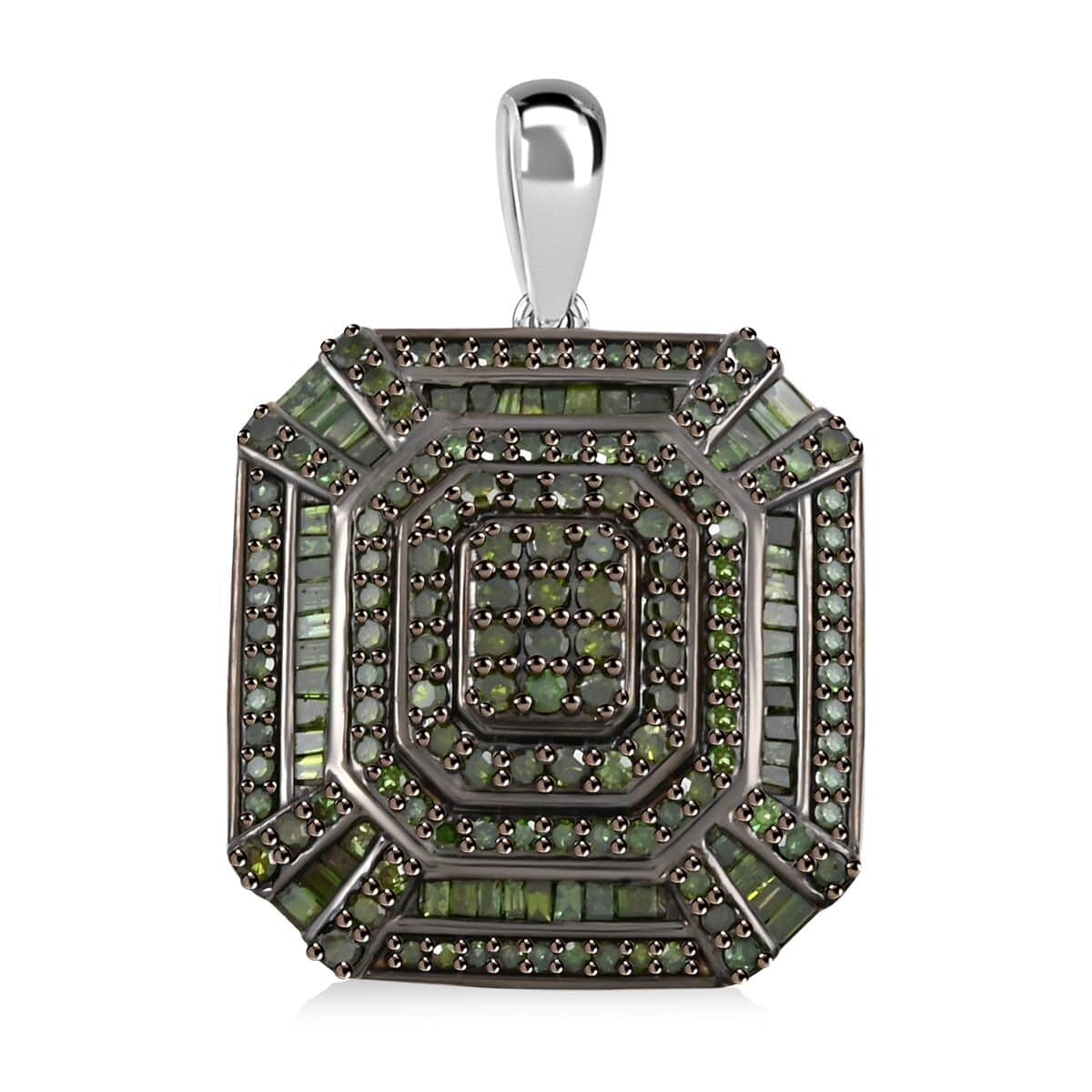 Green Diamond 1.50 ctw Pendant in Platinum Over Sterling Silver  image number 0