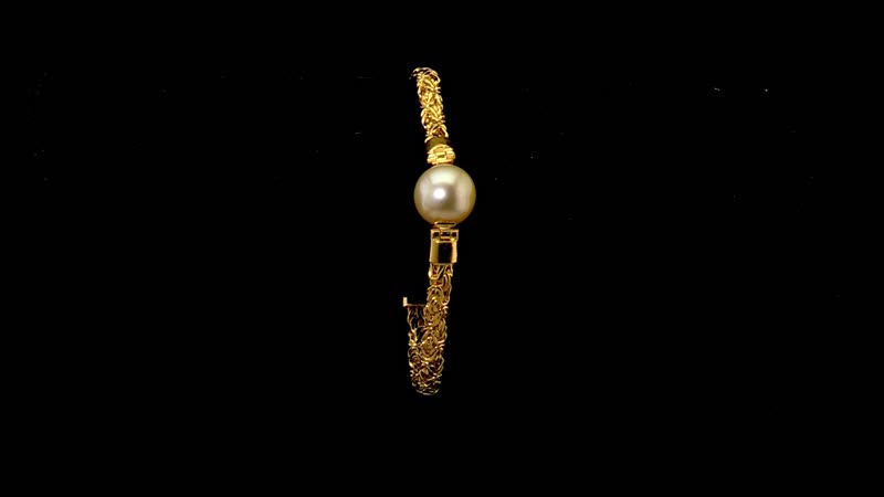 Bali Legacy South Sea Golden Cultured Pearl and Lab Grown Diamond Bracelet in 22K Vermeil Yellow Gold Over Sterling Silver (6.50 In)