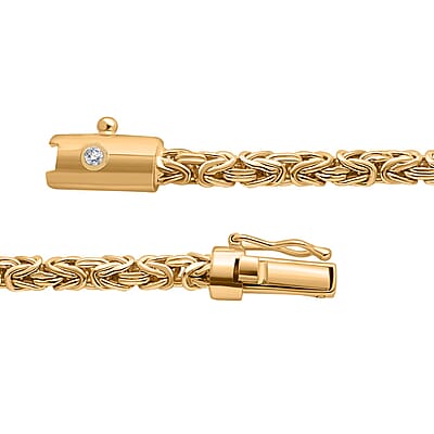 Bali Legacy South Sea Golden Cultured Pearl and Lab Grown Diamond Bracelet in 22K Vermeil Yellow Gold Over Sterling Silver (6.50 In)