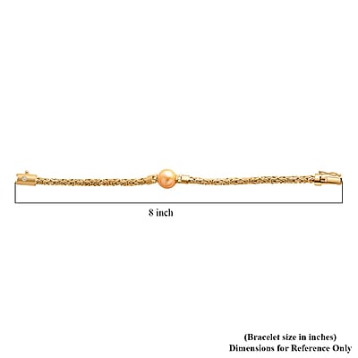 Bali Legacy South Sea Golden Cultured Pearl and Lab Grown Diamond Bracelet in 22K Vermeil Yellow Gold Over Sterling Silver (6.50 In)