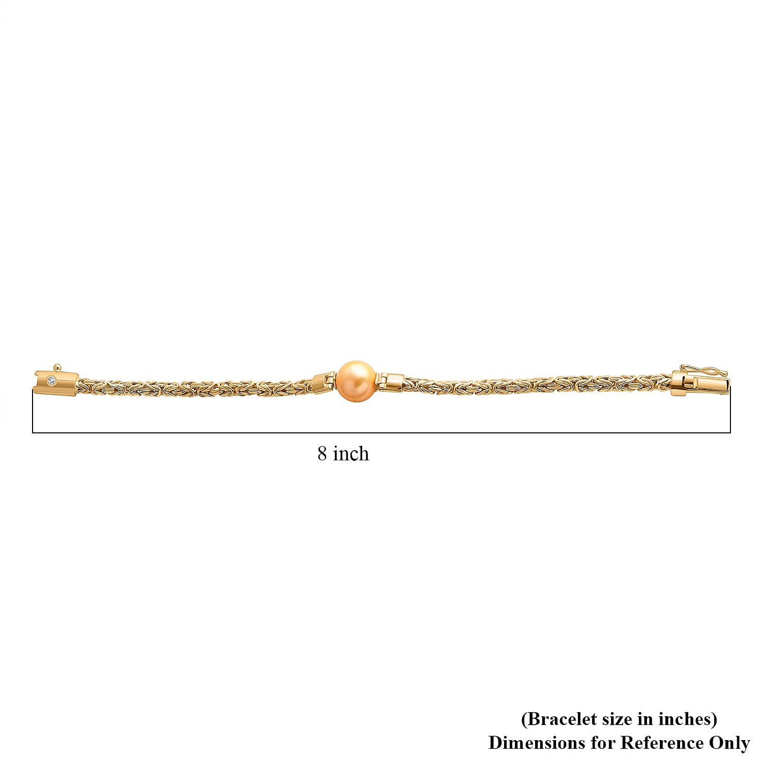 Bali Legacy South Sea Golden Cultured Pearl and Lab Grown Diamond Bracelet in 22K Vermeil Yellow Gold Over Sterling Silver (7.25 In)