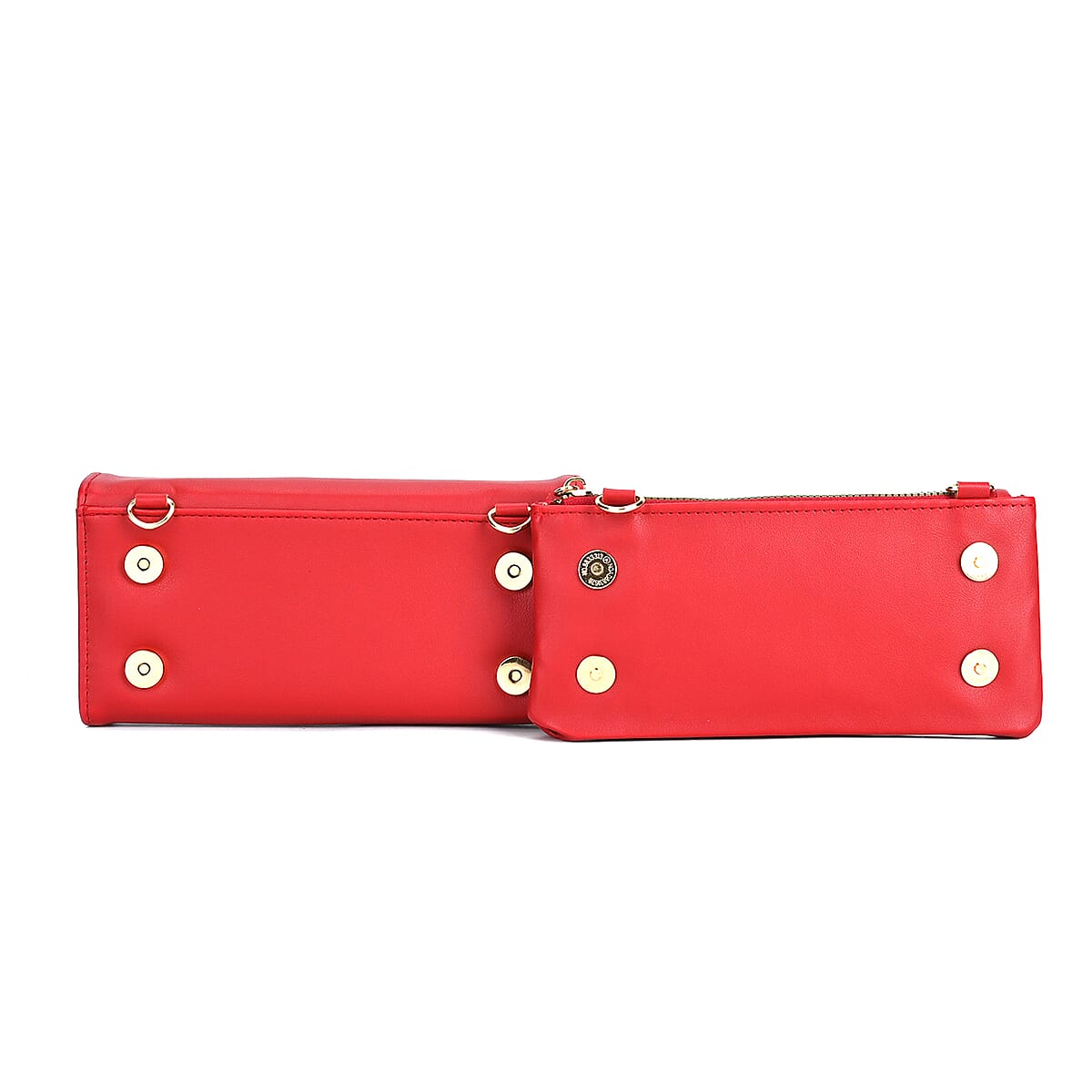 2-in-1 Red Faux Leather Bifold Wallet Style Crossbody Bag with Shoulder Strap image number 5