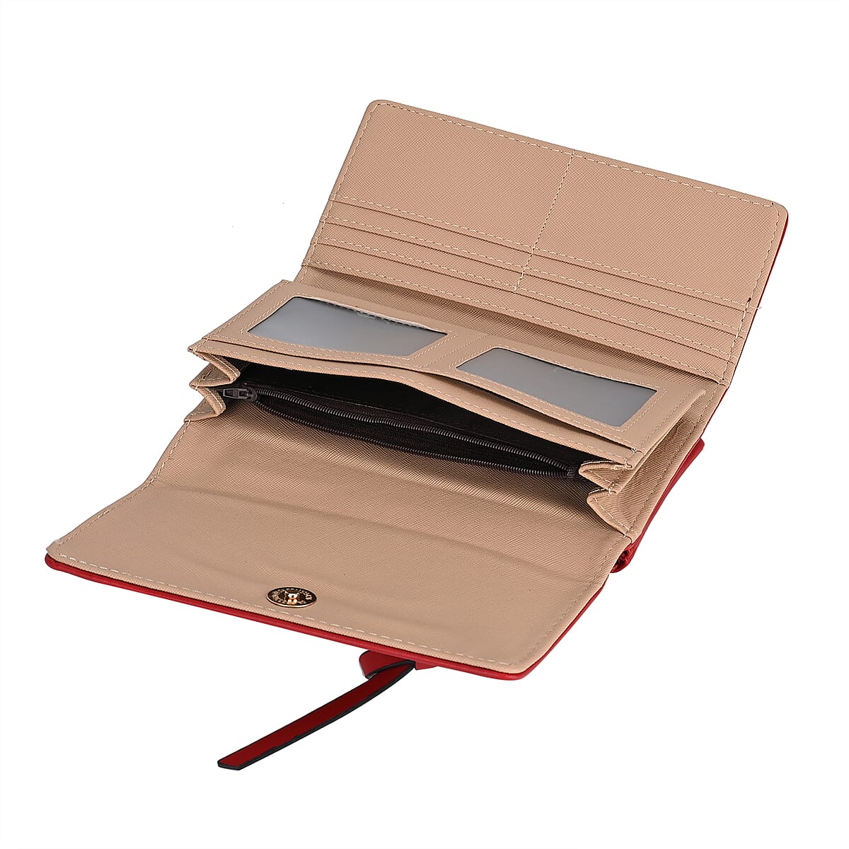 2-in-1 Red Faux Leather Bifold Wallet Style Crossbody Bag with Shoulder Strap image number 8