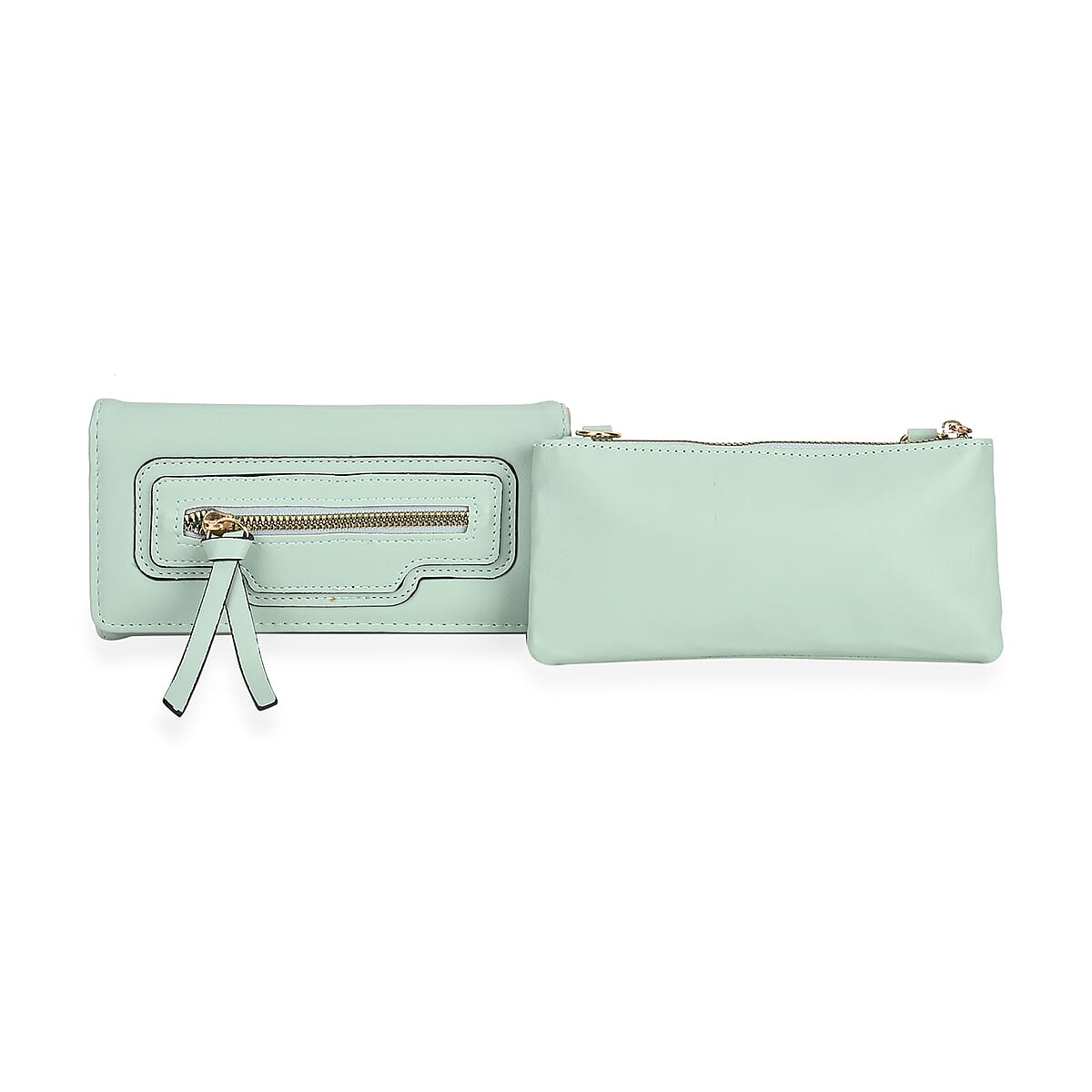 2-in-1 Olive Faux Leather Bifold Wallet Style Crossbody Bag with Shoulder Strap image number 0