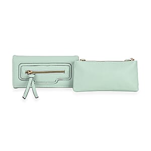 2-in-1 Olive Faux Leather Bifold Wallet Style Crossbody Bag with Shoulder Strap