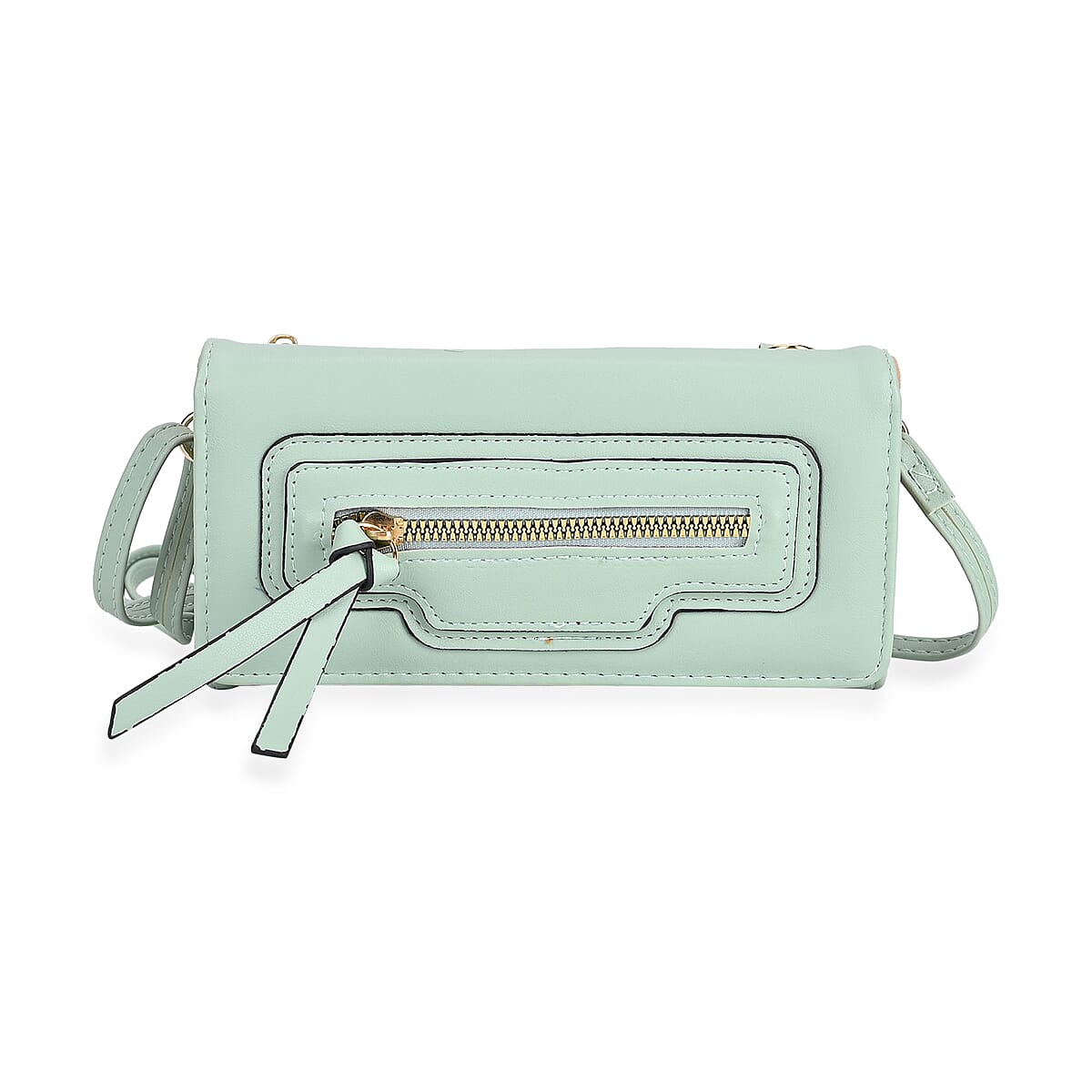 2-in-1 Olive Faux Leather Bifold Wallet Style Crossbody Bag with Shoulder Strap image number 3