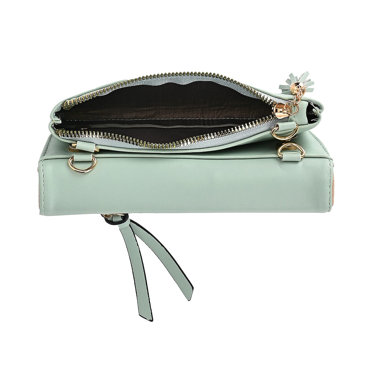 2-in-1 Olive Faux Leather Bifold Wallet Style Crossbody Bag with Shoulder Strap image number 7
