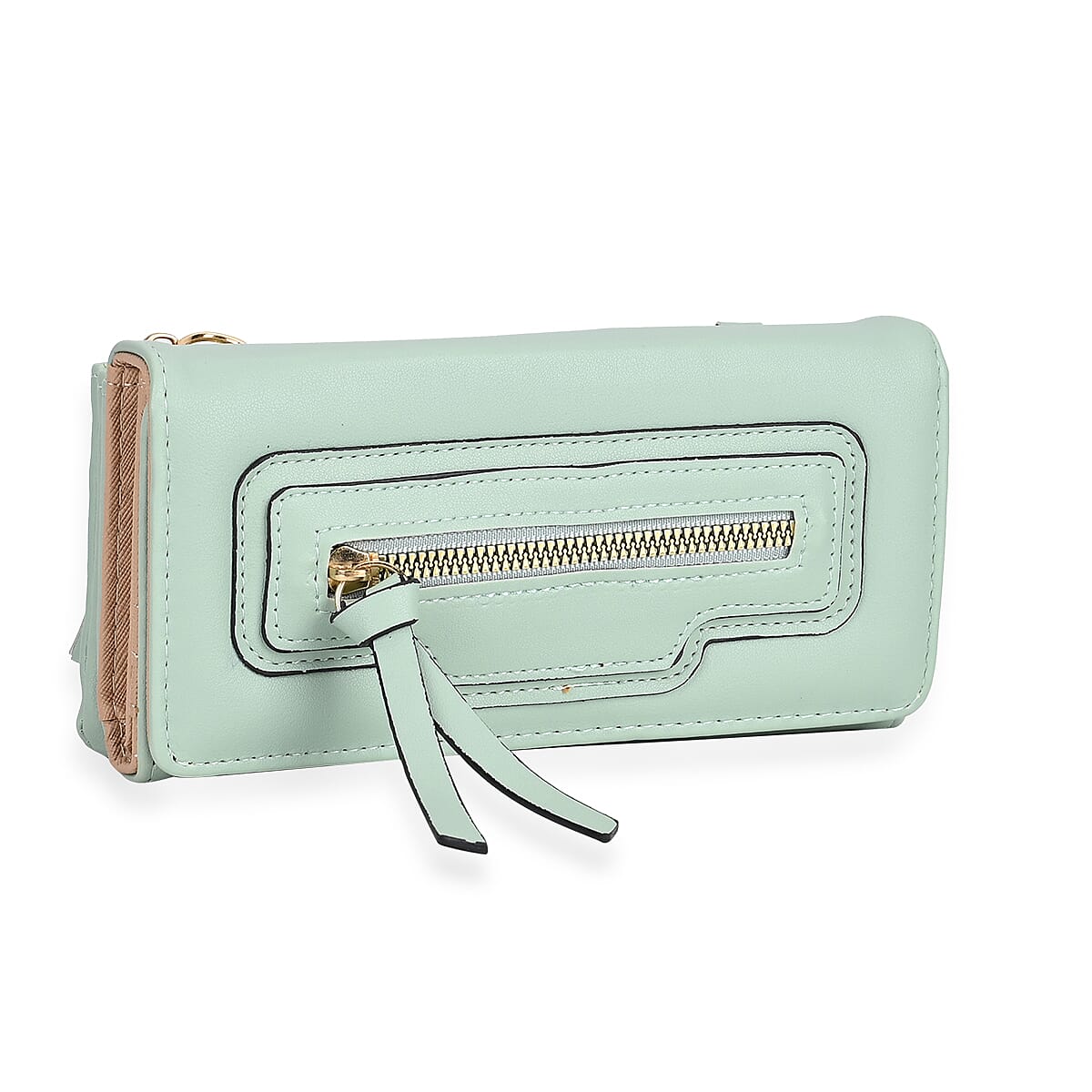 2-in-1 Olive Faux Leather Bifold Wallet Style Crossbody Bag with Shoulder Strap image number 9