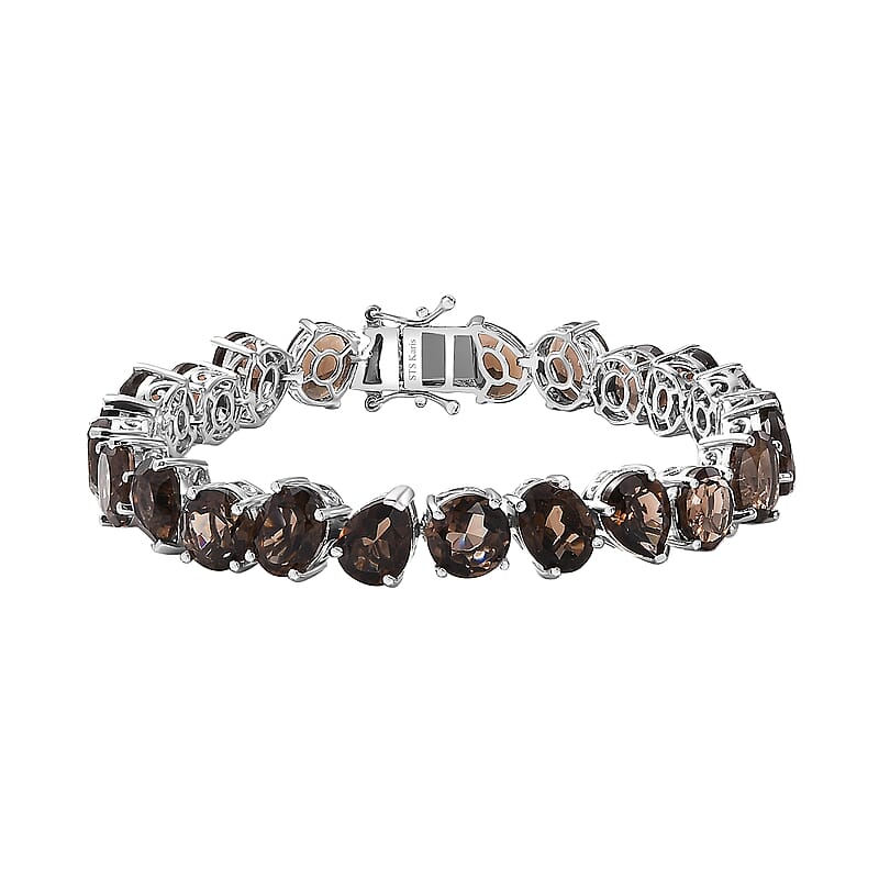 Karis Brazilian Smoky Quartz 40.85 ctw Bracelet in Platinum Bond (7.25 In)