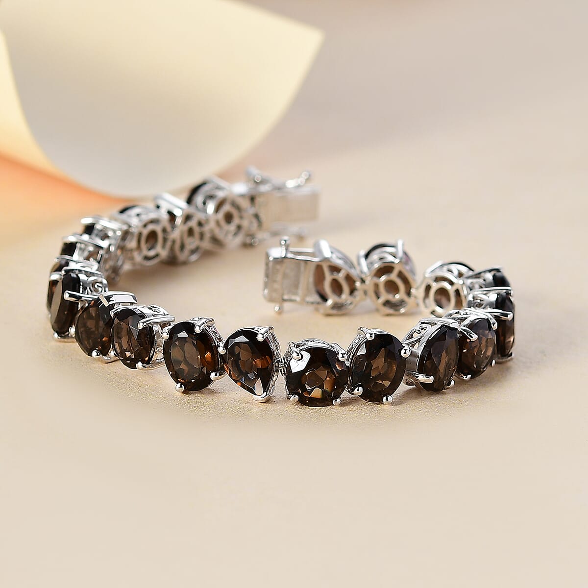 Karis Brazilian Smoky Quartz 35.50 ctw Bracelet in Platinum Bond (6.50 In) image number 1