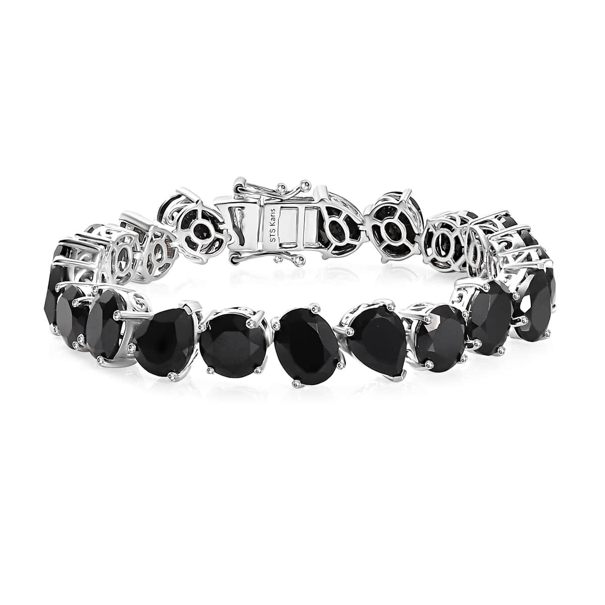 Karis Thai Black Spinel 46.10 ctw Bracelet in Platinum Bond (6.50 In) image number 0