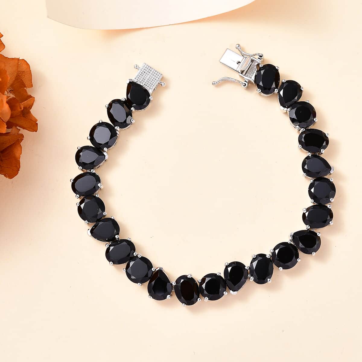 Karis Thai Black Spinel 53.00 ctw Bracelet in Platinum Bond (7.25 In) image number 1