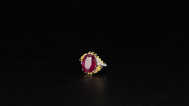 Niassa Ruby (FF), Moissanite Dragon Ring in Rhodium Sterling Silver (Size 10.0) 14.90 ctw