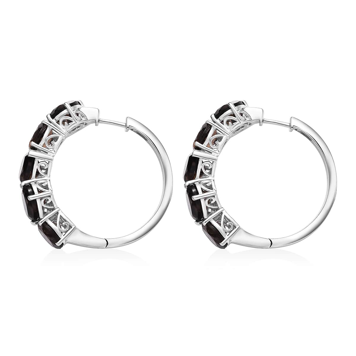 TLV Karis Brazilian Smoky Quartz Hoop Earrings in Platinum Bond 18.15 ctw image number 4