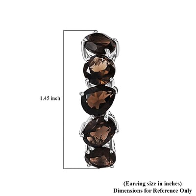 Ankur Treasure Chest Karis Brazilian Smoky Quartz 18.15 ctw Hoop Earrings in Platinum Bond
